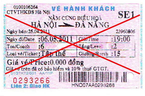 Vé tàu truyền thống trước đây